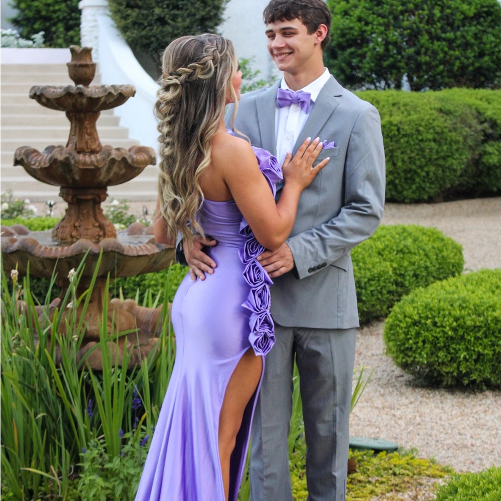 Lavender Evening Gown with Floral Accents